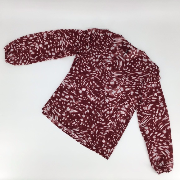 Maje Lipone Ruffled Print Long Sleeve Blouse, M - Picture 2 of 16